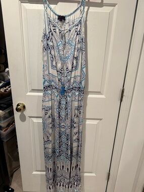 Hale Bob | Dresses | Hale Bob Gayle Stretch Satin Halter Maxi Dress Sz L  Blue Paisley | Poshmark